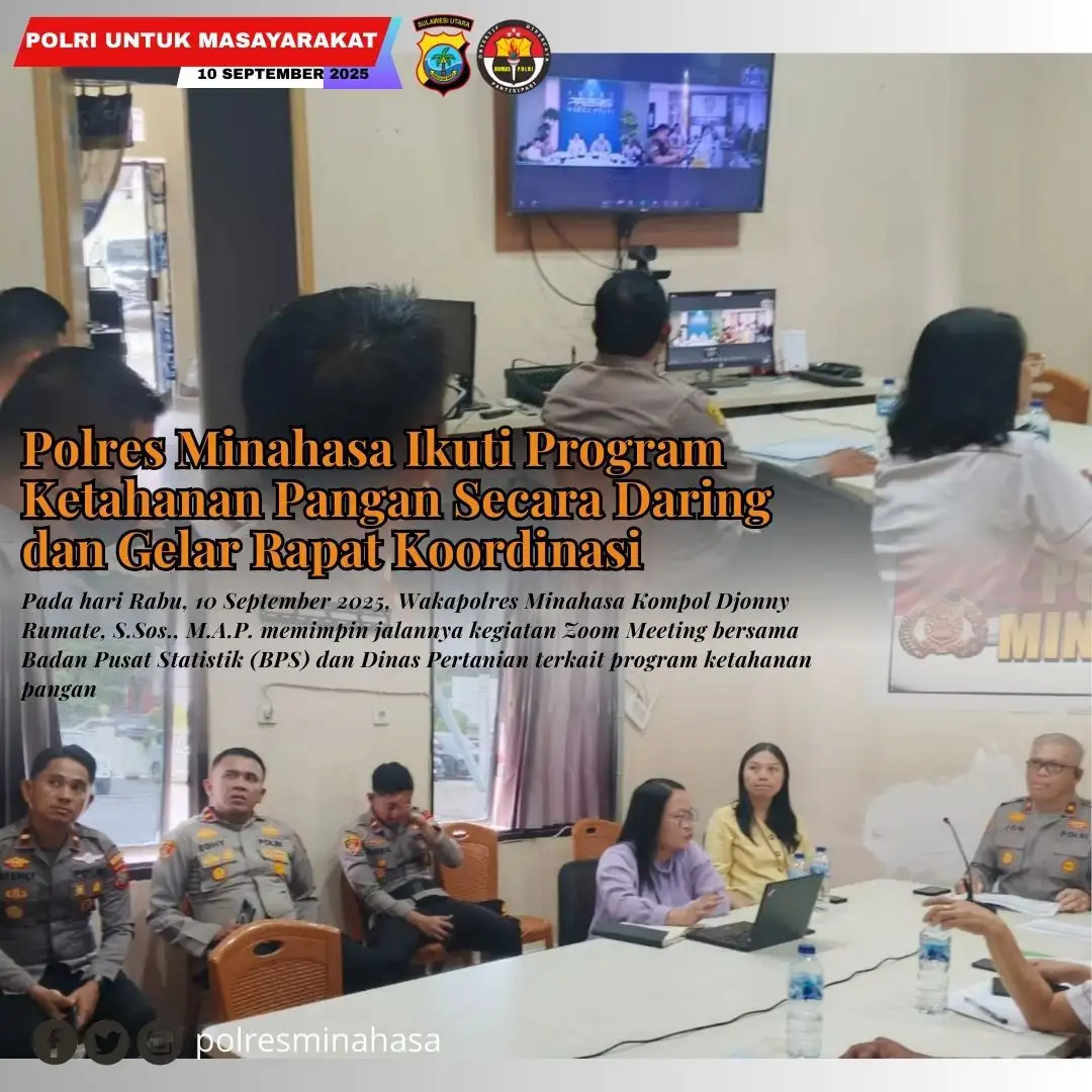 Polres Minahasa Ikuti Program Ketahanan Pangan Secara Daring dan Gelar Rapat Koordinasi
